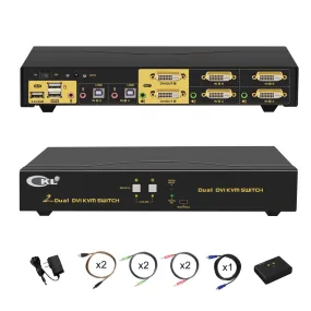 2 Port DVI KVM Switch Dual Monitor 1920x1080 CKL-922D