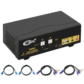 2 Port HDMI KVM Switch Dual Monitor 4K 30Hz CKL-922HUA