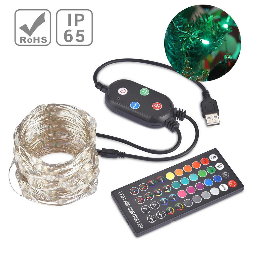 33ft Bluetooth APP Control String Light with Remote USB Powered