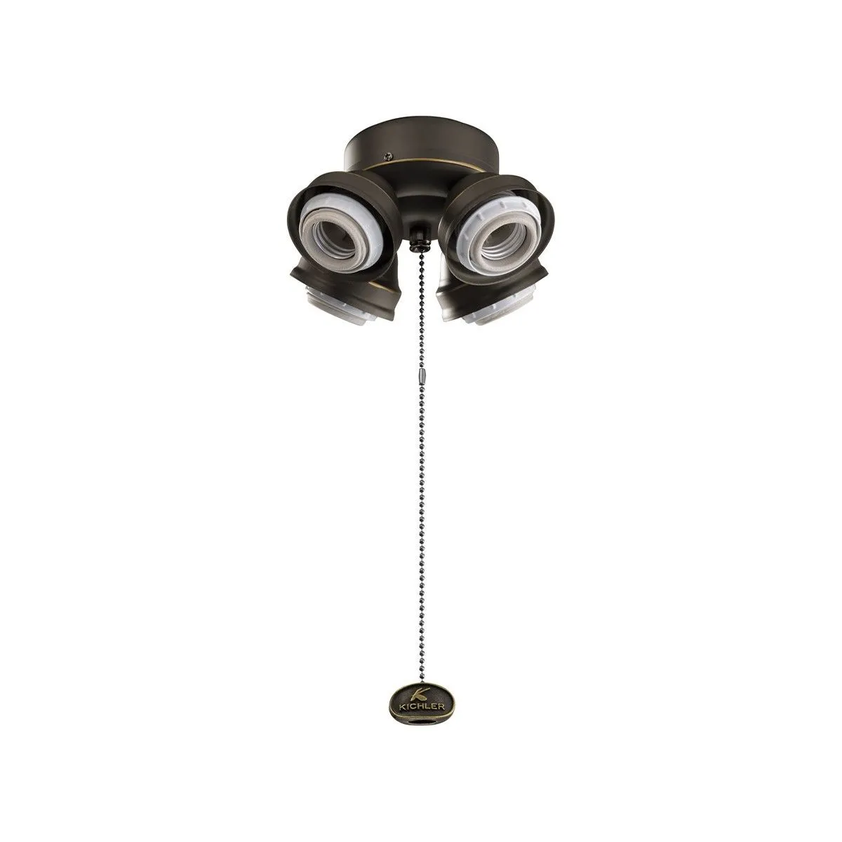 7 In. 4 LED Lights Turtle Fitter Ceiling Fan Light Kit, Distressed Black Finish