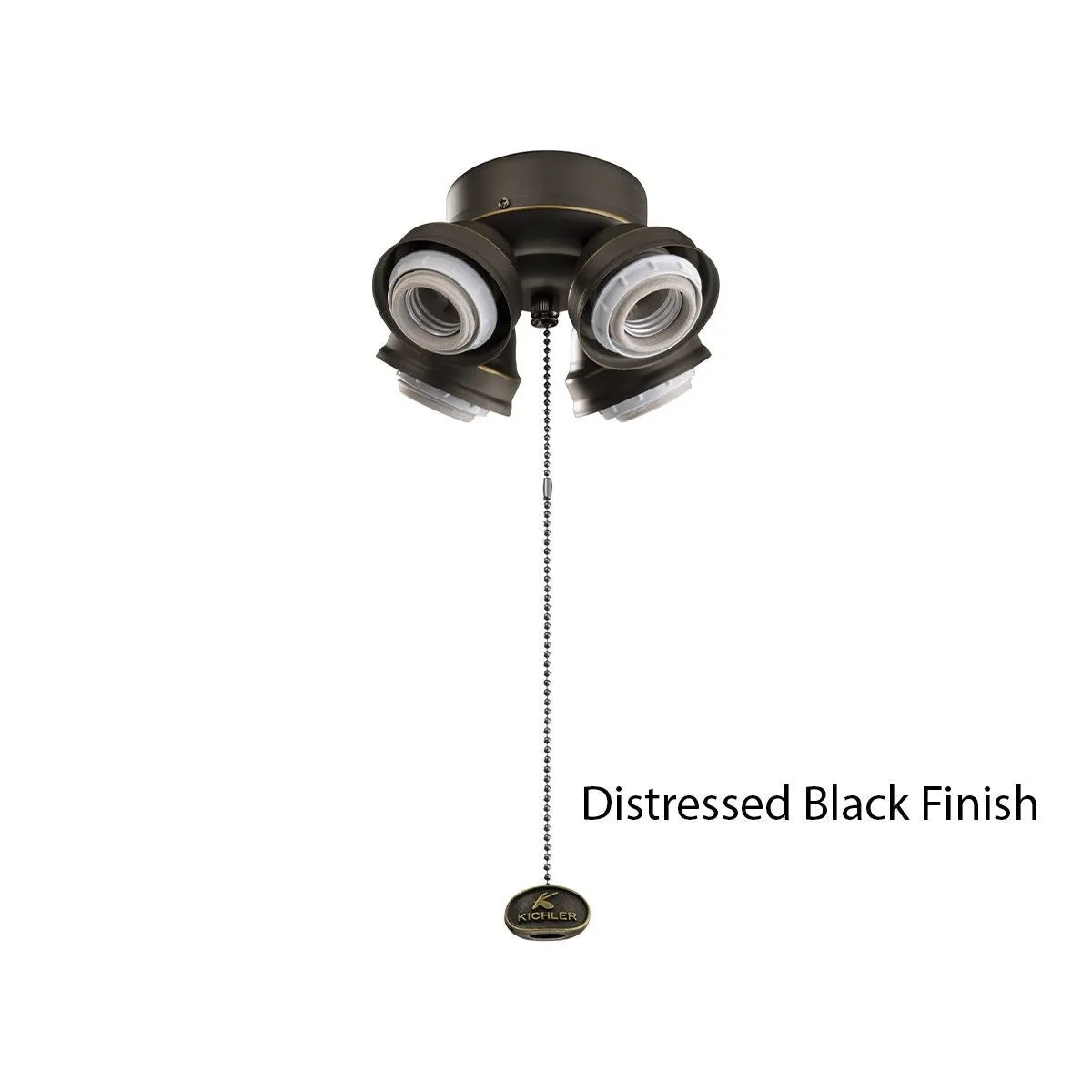 7 In. 4 LED Lights Turtle Fitter Ceiling Fan Light Kit, Distressed Black Finish