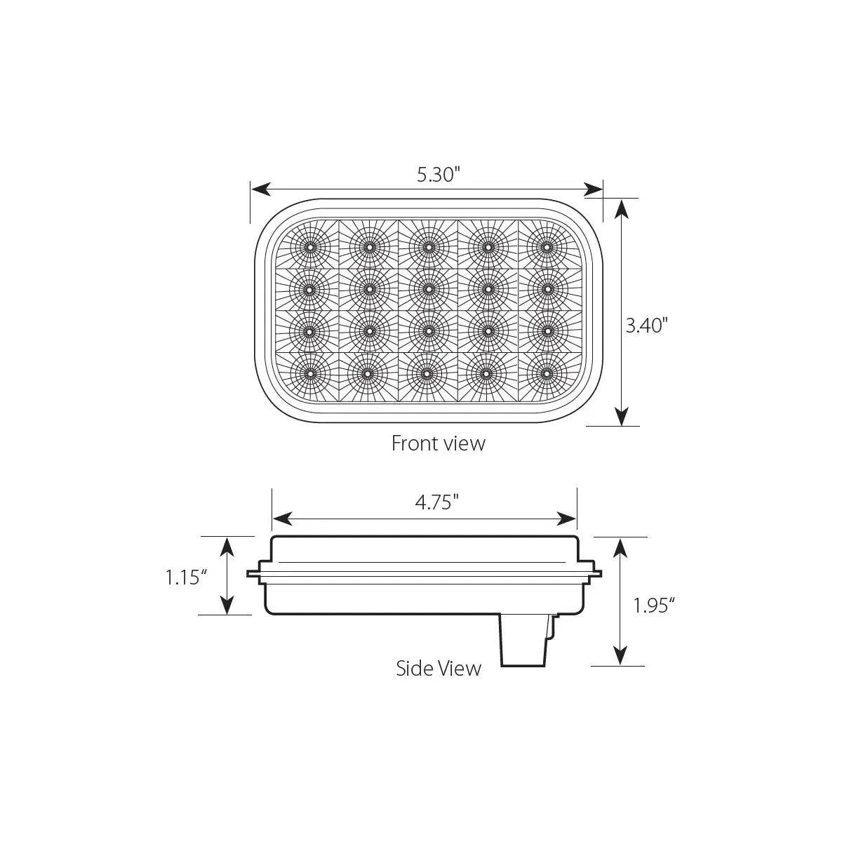 77014BP Rectangular Spyder LED Light (RED/CLEAR) #77014BP