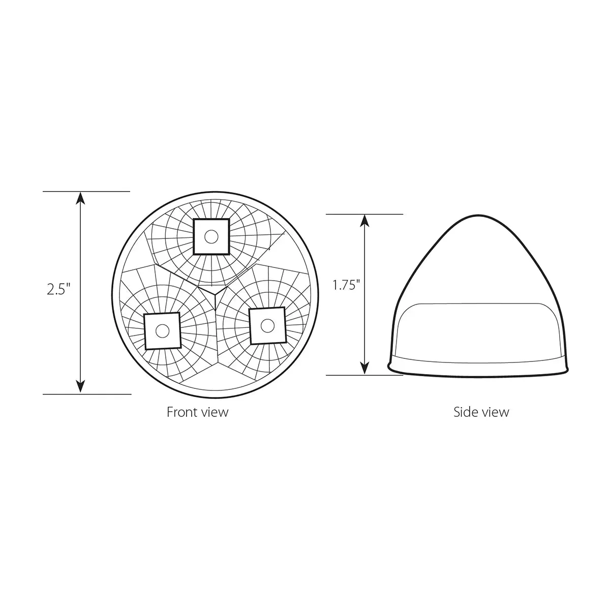 77692 2.5" SPYDER RED BEEHIVE 3 LED LIGHT, RED LENS