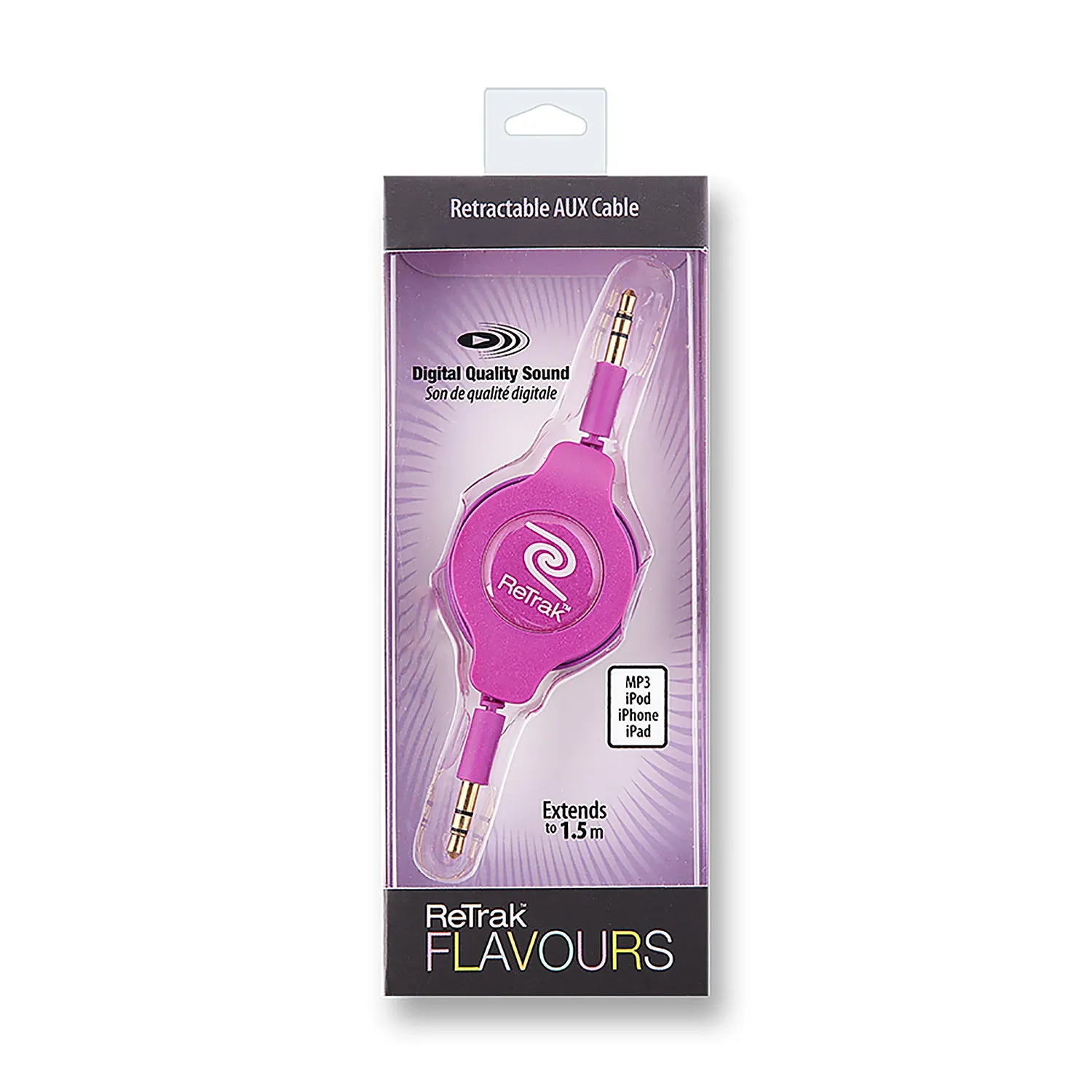 Audio Auxiliary Cable | Aux Cord | Retractable Cord | Purple