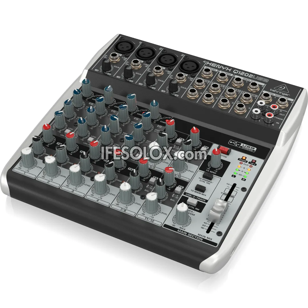 Behringer XENYX Q1202USB 12-Input Mixer with XENYX Mic Preamps, British EQ and USB Audio Interface - Brand New