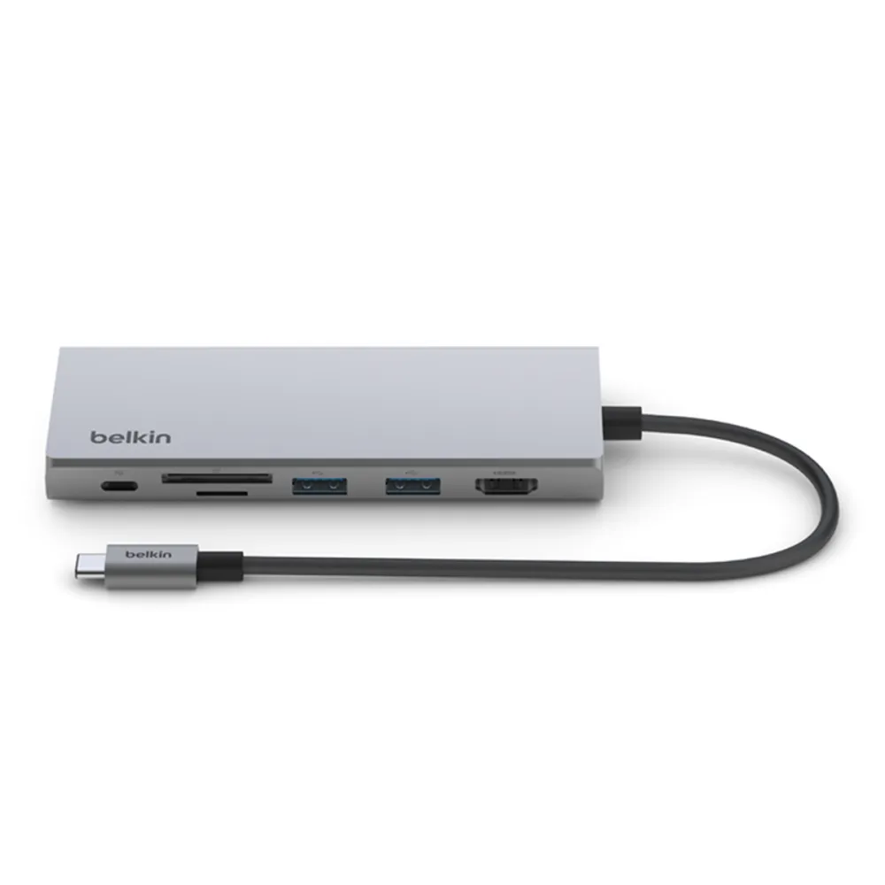 Belkin Usb-C Hub 7-In-1, 2X Usb-A, 100W Pd, 4K Hdmi, Sd 3.0 Card Reader, Microsd 3.0.