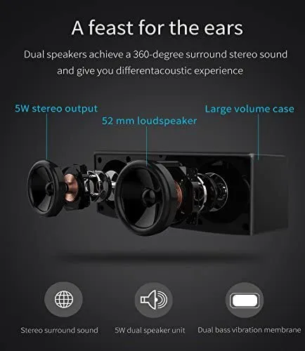 Betron D51 Bluetooth Wireless Speaker Stereo Sound Enhanced Bass 5W Dual High Performance Drivers