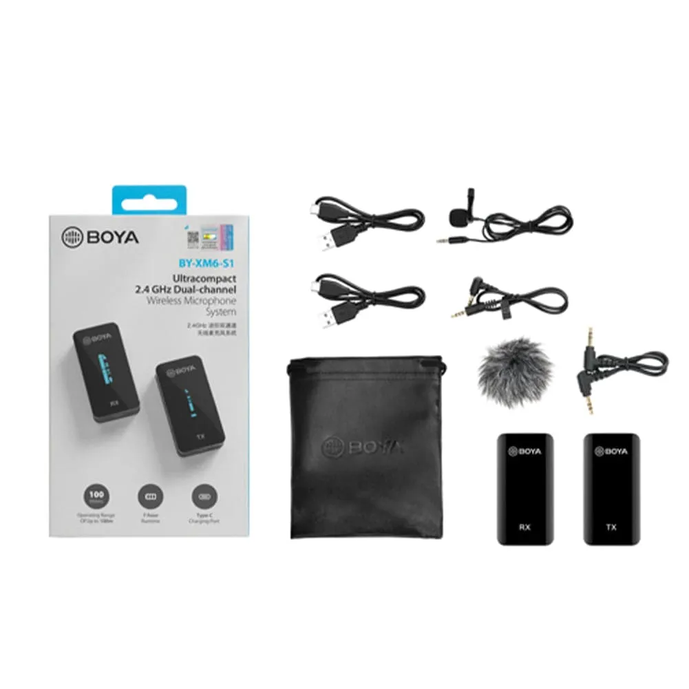 Boya BY-XM6-S1 Ultra-compact 2.4GHz Wireless Microphone Single Kit