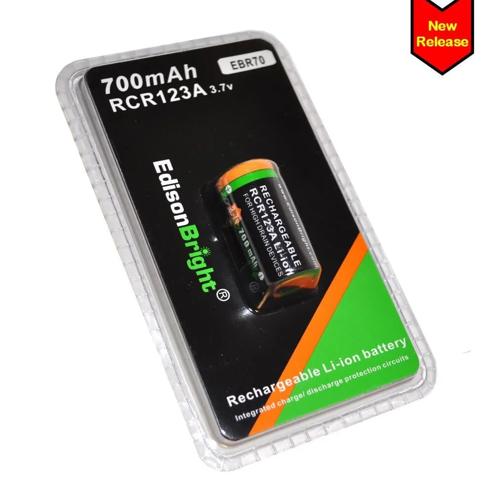 Brand New EdisonBright EBR70 700mAh Li-ion rechargeable RCR123A (16340)