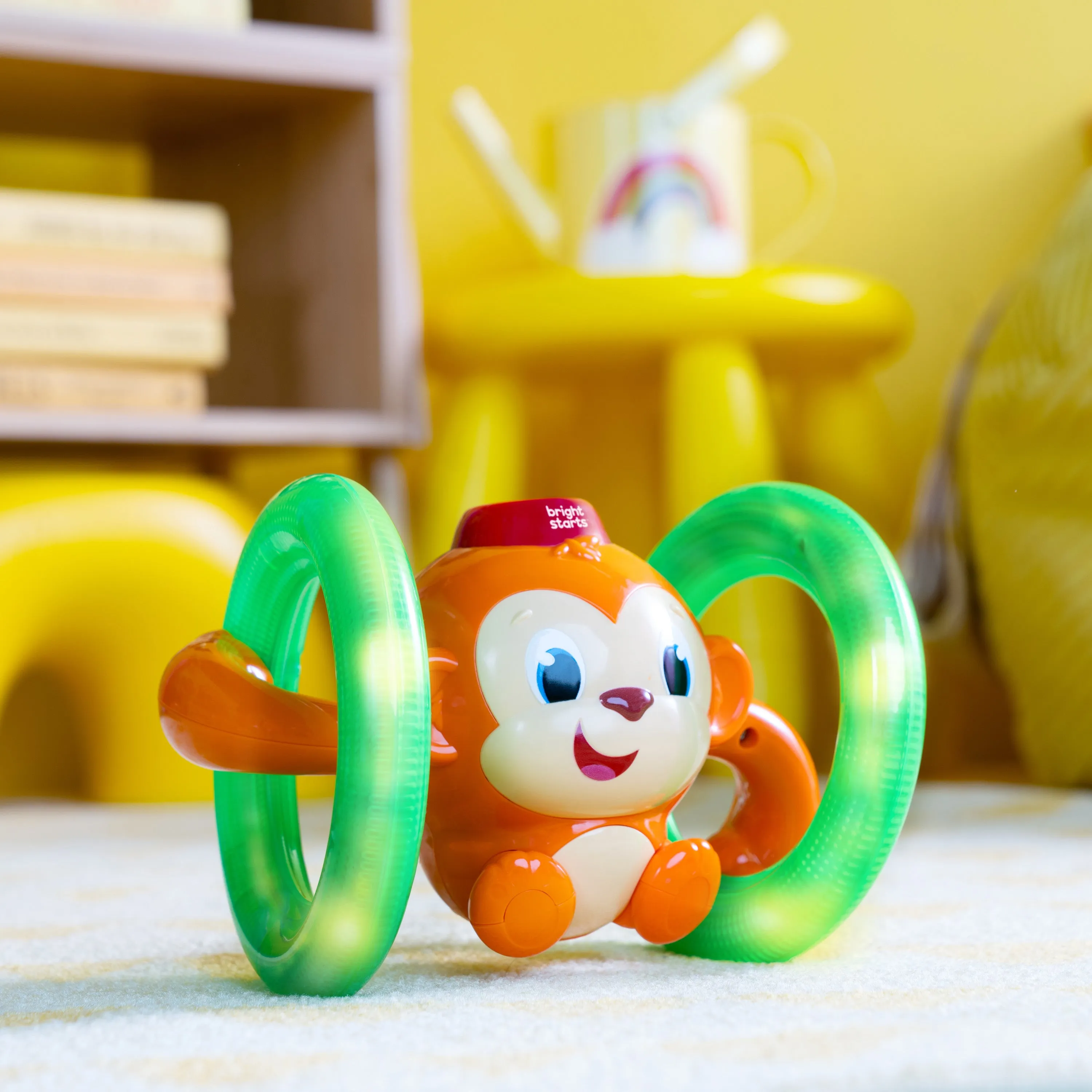 Bright Starts Roll & Glow Monkey Toy with Lights and Melodies