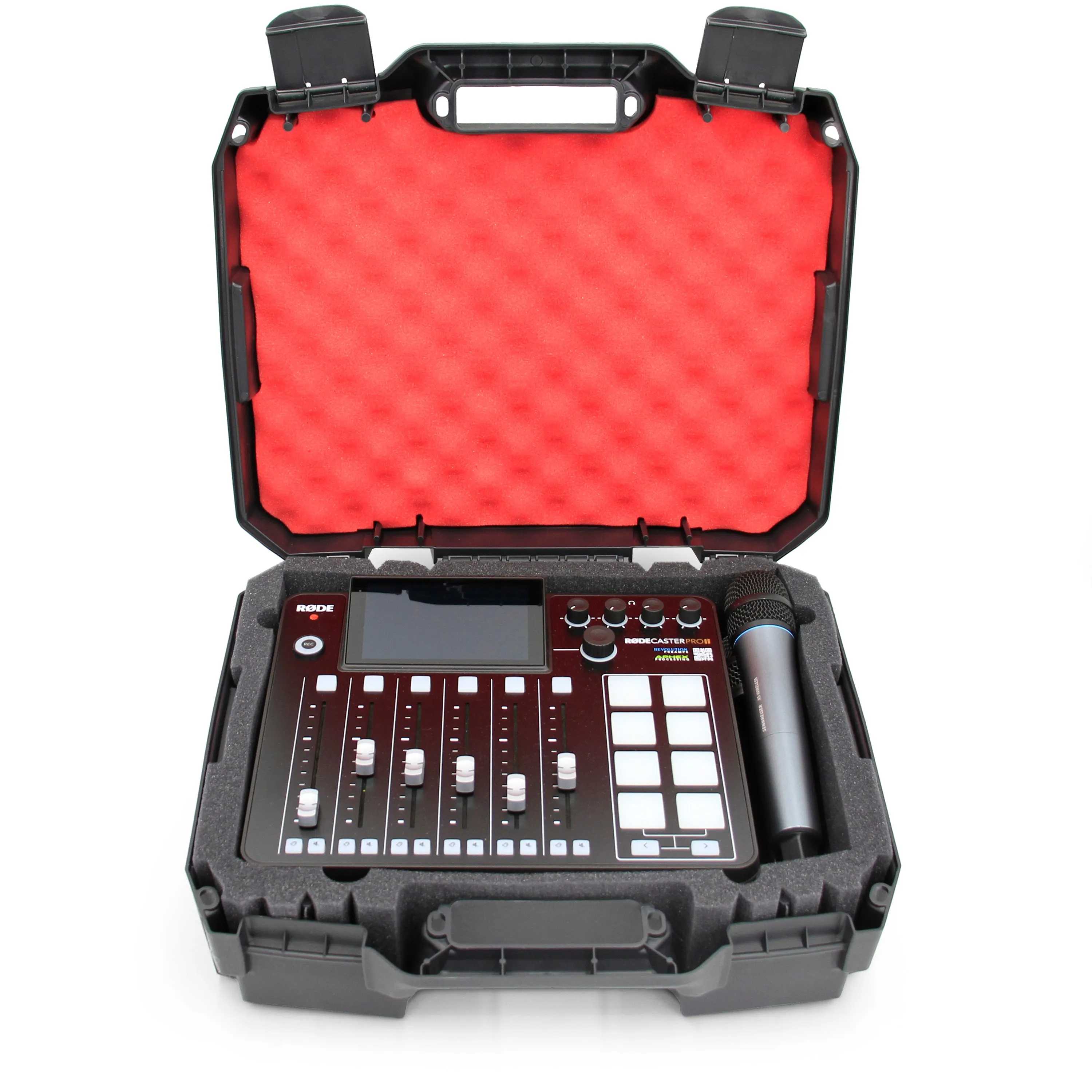 CASEMATIX Hard Case Compatible With Rode Rodecaster Pro 2 Podcast Mixer , Podcaster Wireless Microphones and Adapters - Impact Resistant Exterior