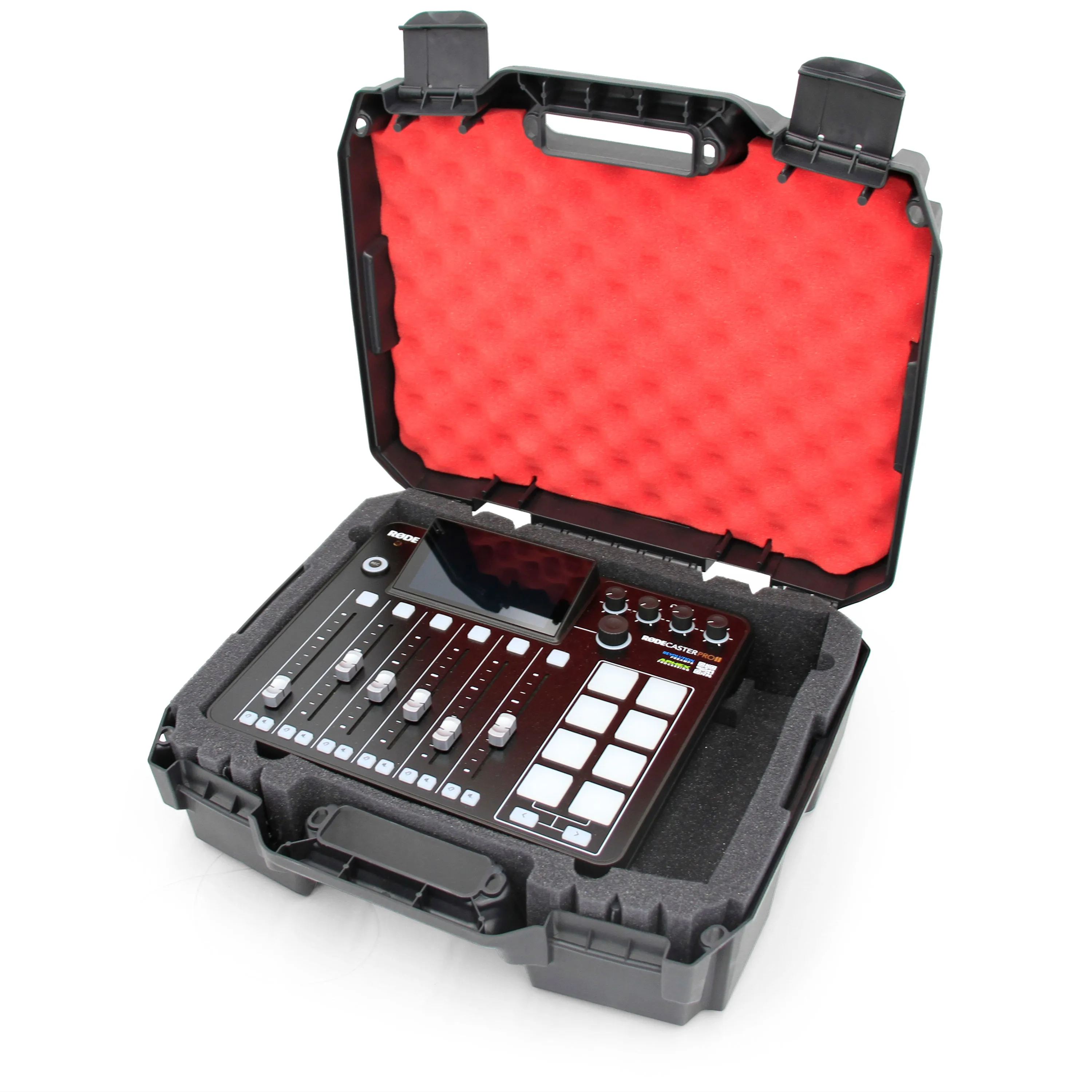 CASEMATIX Hard Case Compatible With Rode Rodecaster Pro 2 Podcast Mixer , Podcaster Wireless Microphones and Adapters - Impact Resistant Exterior