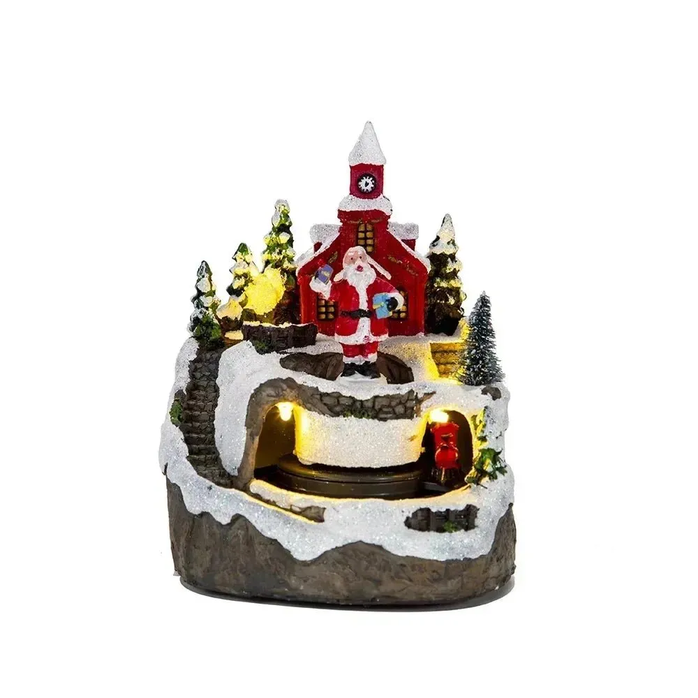 Christmas Figurine with Music & Lights – Snowy House Décor with Snowman for Delightful Holiday Gifts & Home Charm