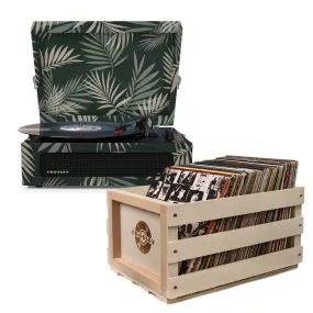 Crosley Voyager Bluetooth Portable Turntable - Botanical   Bundled Record Storage Crate