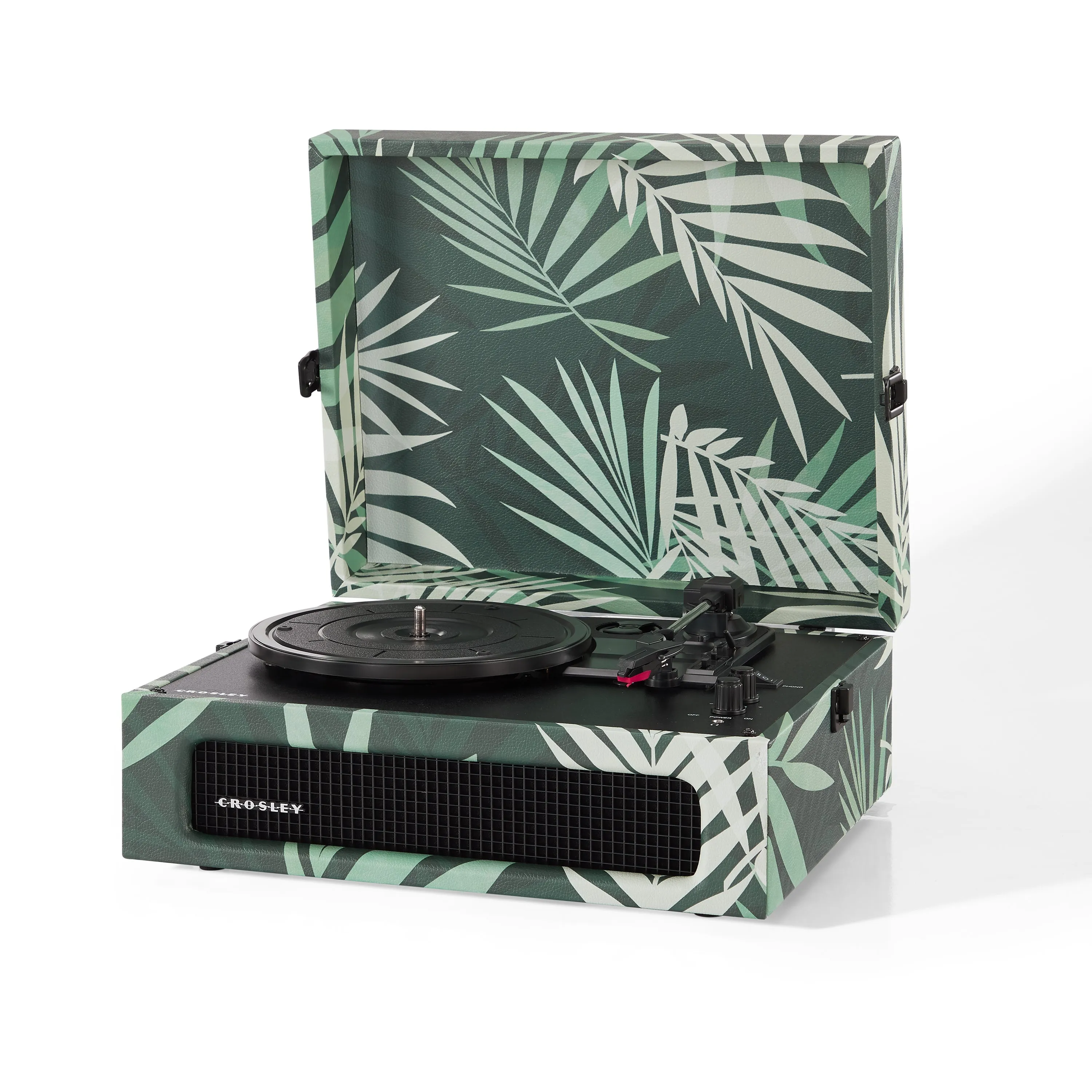 Crosley Voyager Bluetooth Portable Turntable - Botanical   Bundled Record Storage Crate