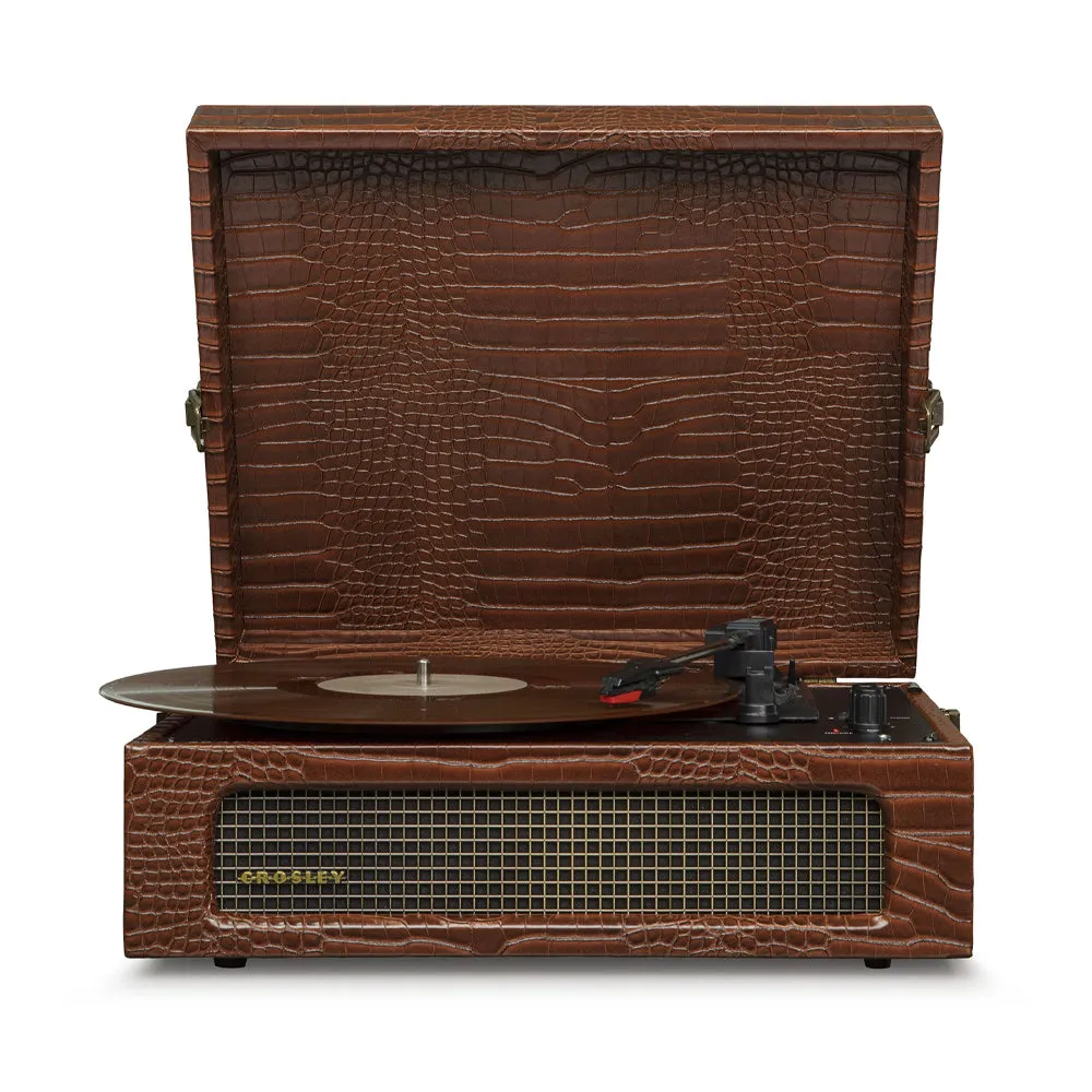 Crosley Voyager Bluetooth Portable Turntable - Brown Croc   Bundled Majority D40 Bluetooth Speakers - Black