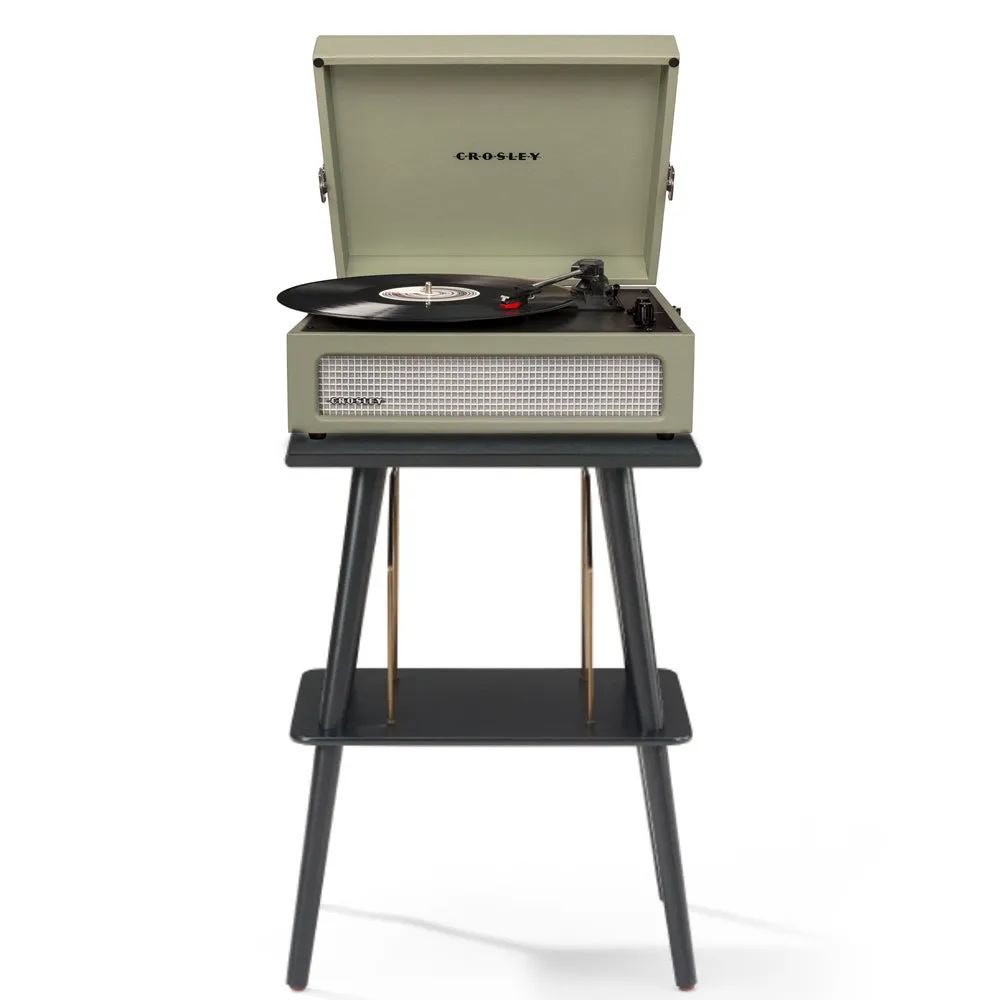 Crosley Voyager Bluetooth Portable Turntable   Entertainment Stand Bundle - Sage