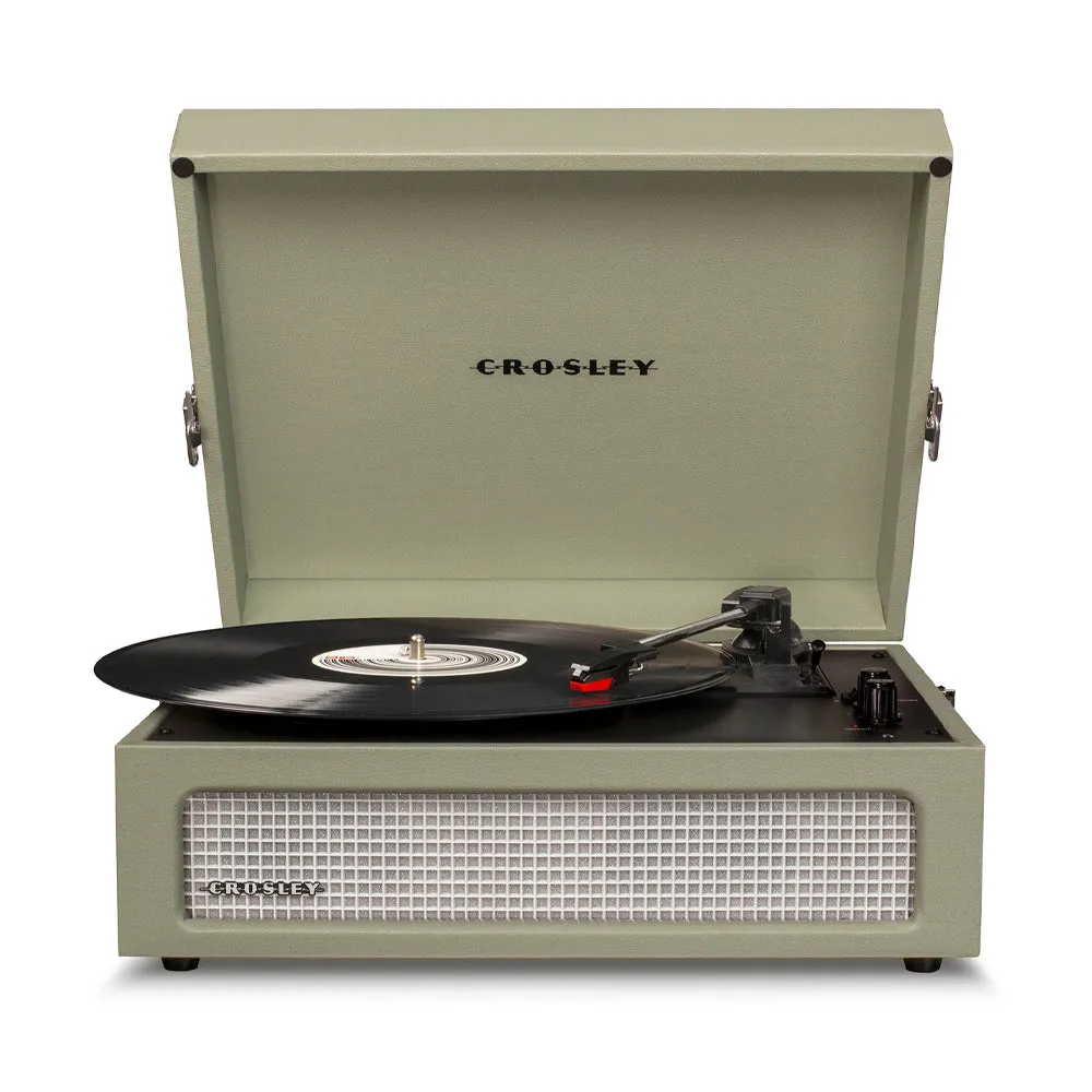 Crosley Voyager Bluetooth Portable Turntable   Entertainment Stand Bundle - Sage