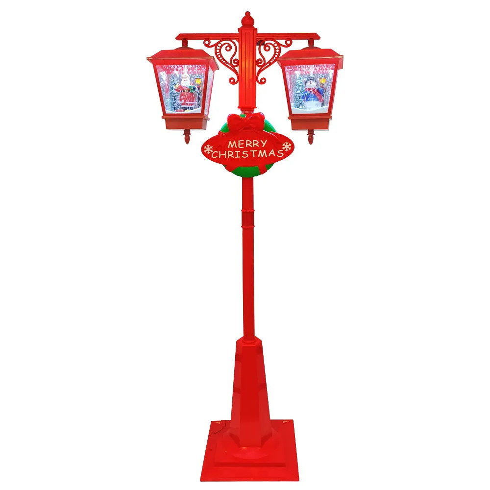 Double Electric Snow Musical Street Light Lamp Post Christmas Decor