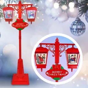 Double Electric Snow Musical Street Light Lamp Post Christmas Decor