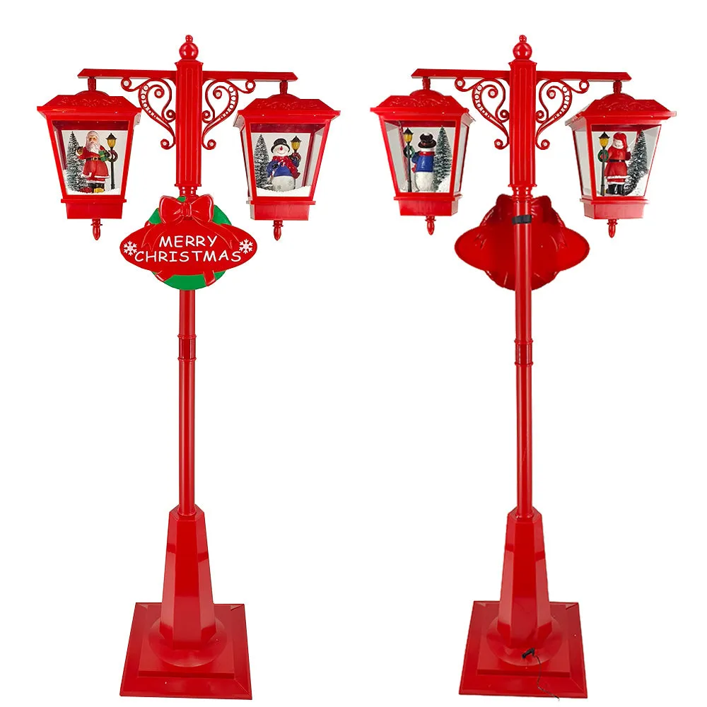 Double Electric Snow Musical Street Light Lamp Post Christmas Decor