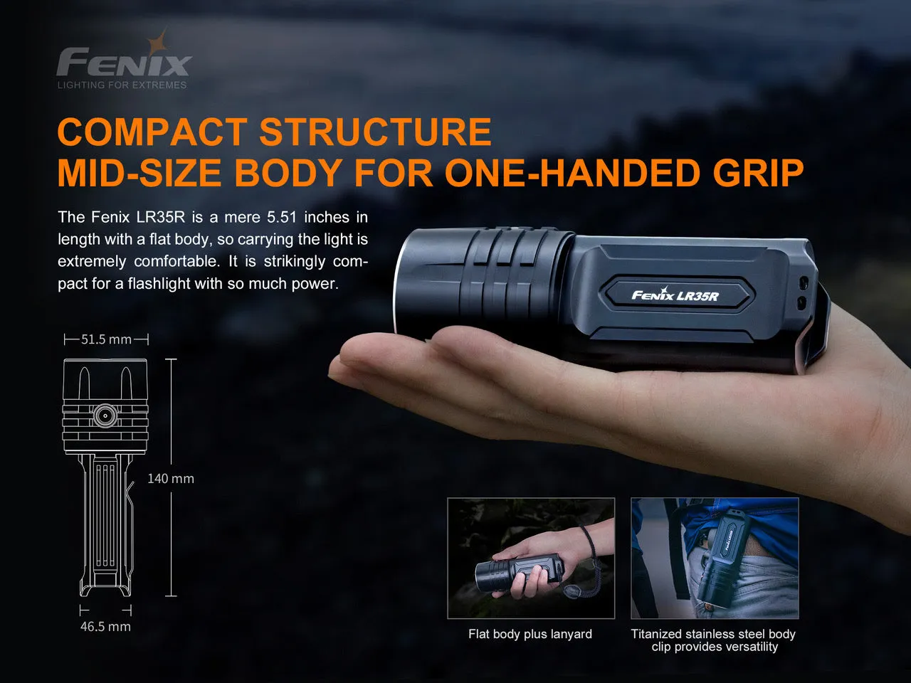 Fenix LR35R 10,000 Lumen Type-C Rechargeable Flashlight 2 * 21700 Batteries Luminus SST40 LED