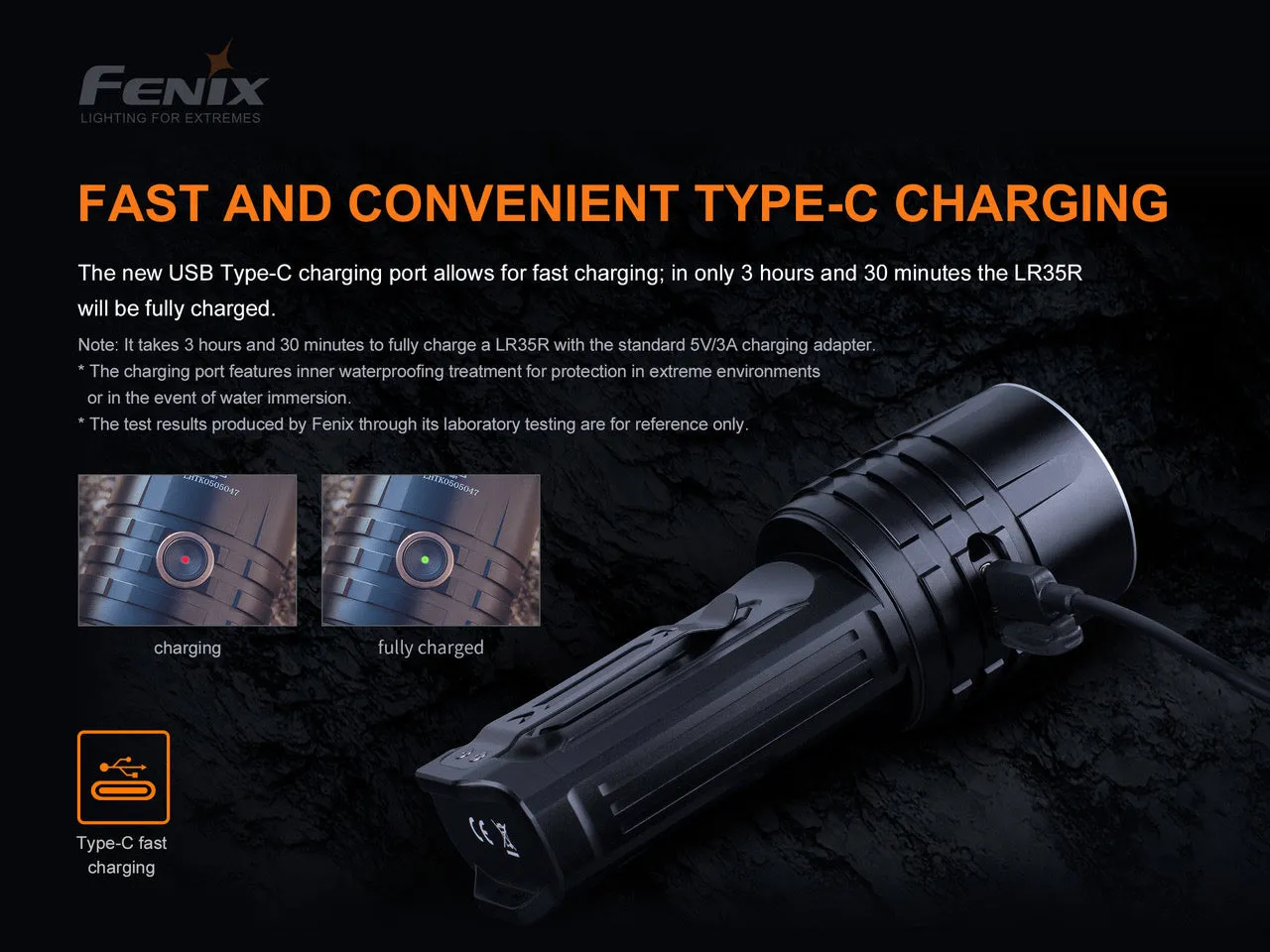 Fenix LR35R 10,000 Lumen Type-C Rechargeable Flashlight 2 * 21700 Batteries Luminus SST40 LED