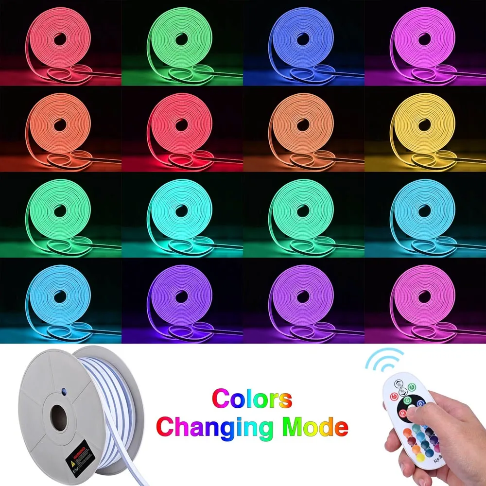 Flexible RGB Neon Rope Light 100' App Music Sync RF Remote