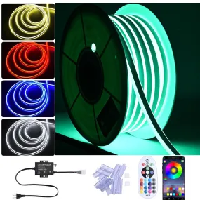 Flexible RGB Neon Rope Light 150' App Music Sync RF Remote