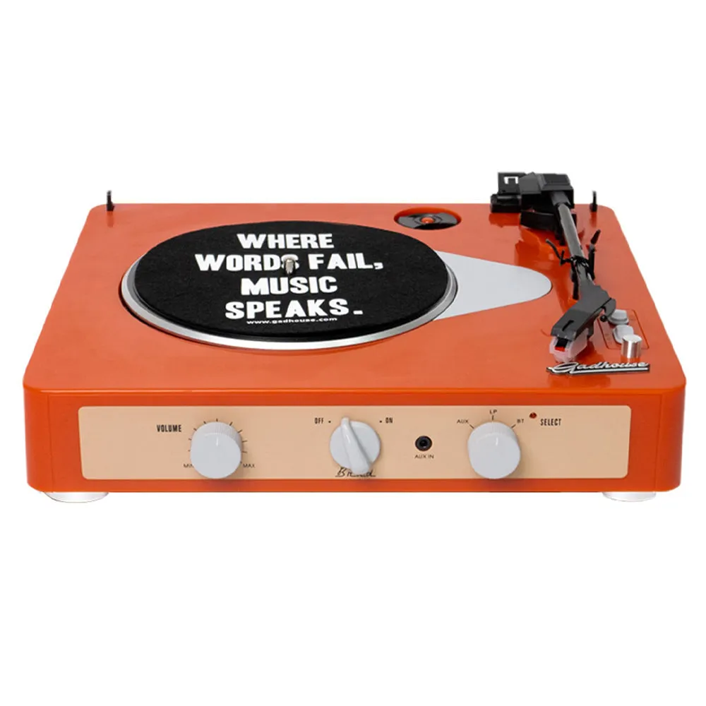 Gadhouse Brad MKII Record Player - Tangerine   Bundled Crosley Record Storage Display Stand