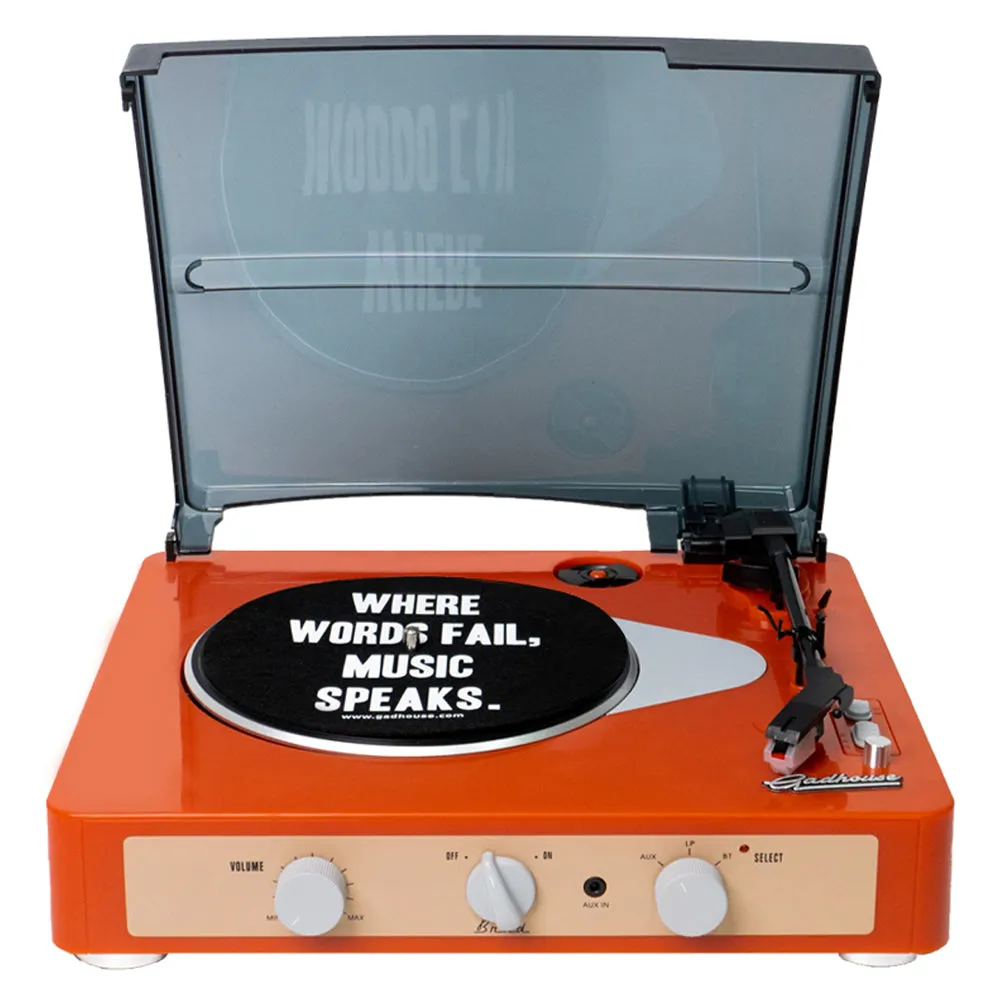 Gadhouse Brad MKII Record Player - Tangerine   Bundled Crosley Record Storage Display Stand