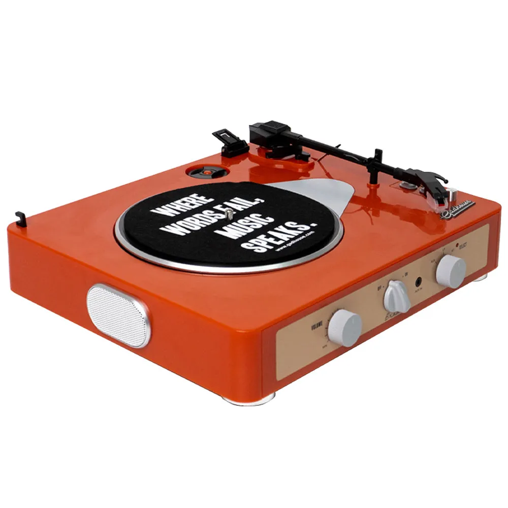 Gadhouse Brad MKII Record Player - Tangerine   Bundled Crosley Record Storage Display Stand