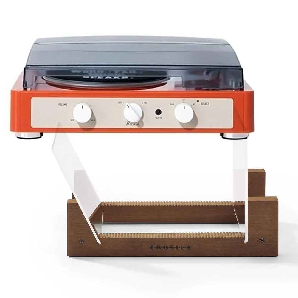 Gadhouse Brad MKII Record Player - Tangerine   Bundled Crosley Record Storage Display Stand