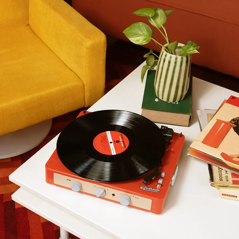 Gadhouse Brad MKII Record Player - Tangerine   Bundled Crosley Record Storage Display Stand