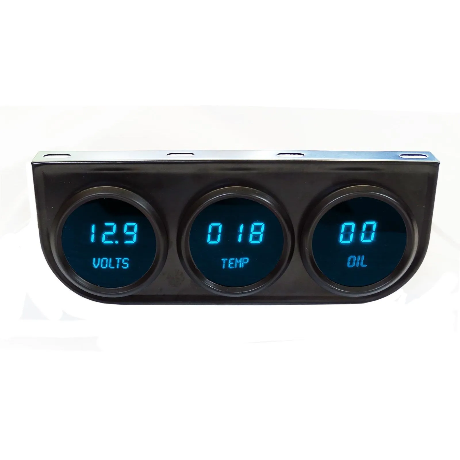 Intellitronix Digital Gauge Panel Assembly - 2-1/16 in Diameter Gauges - Voltmeter/Water Temperature/Oil Pressure - Black Face - Blue LED