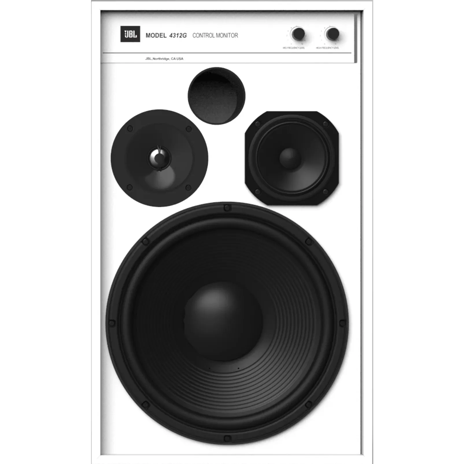 JBL 4312G Classic 3-Way 12" Studio Monitor Bookshelf Loudspeakers Ghost Edition White (Pair)