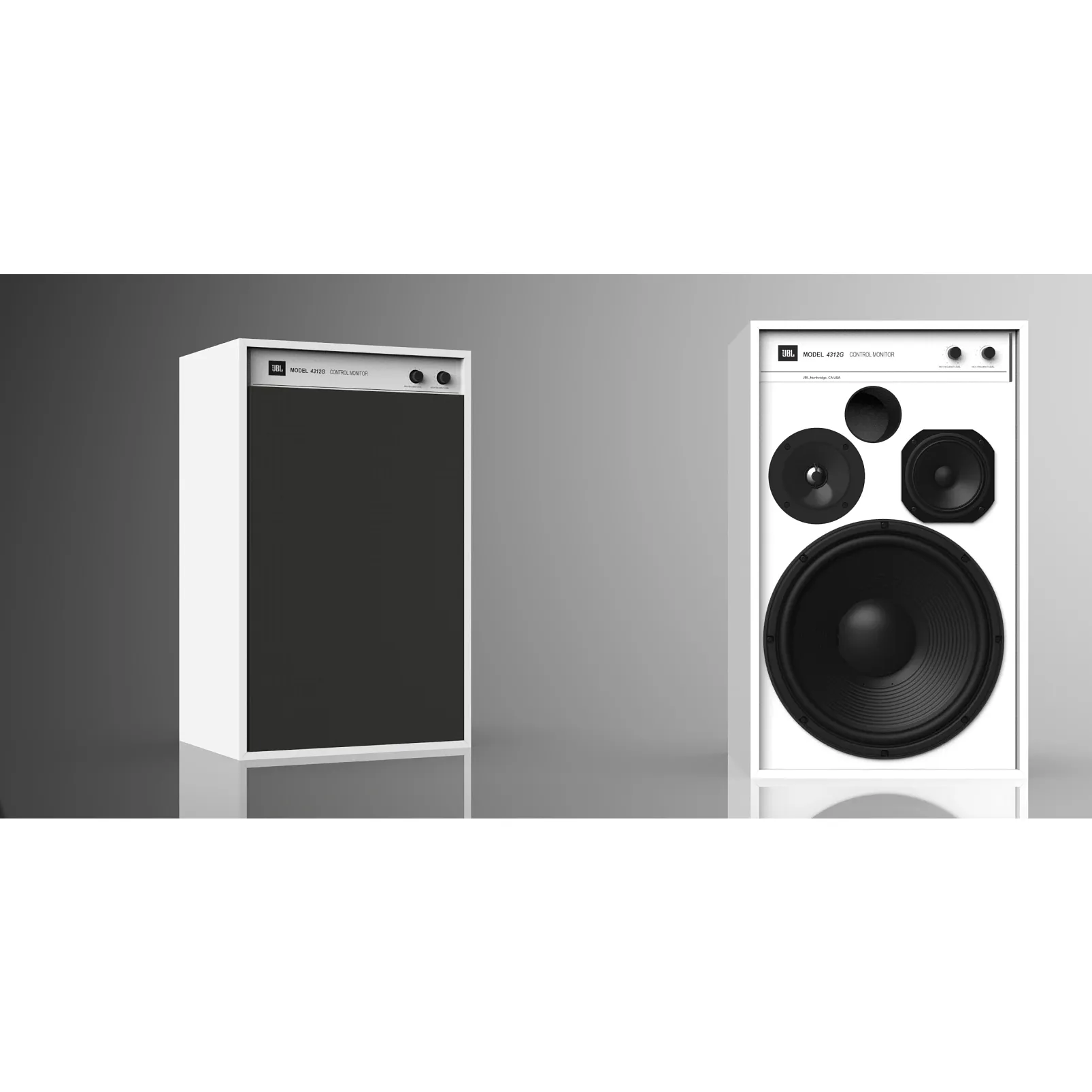 JBL 4312G Classic 3-Way 12" Studio Monitor Bookshelf Loudspeakers Ghost Edition White (Pair)