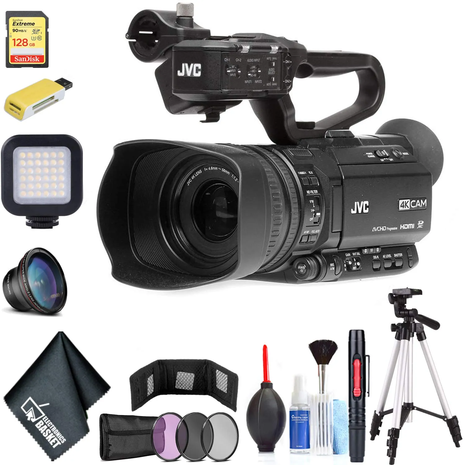 JVC GY-HM180 Ultra HD 4K Camcorder Plus Bundle