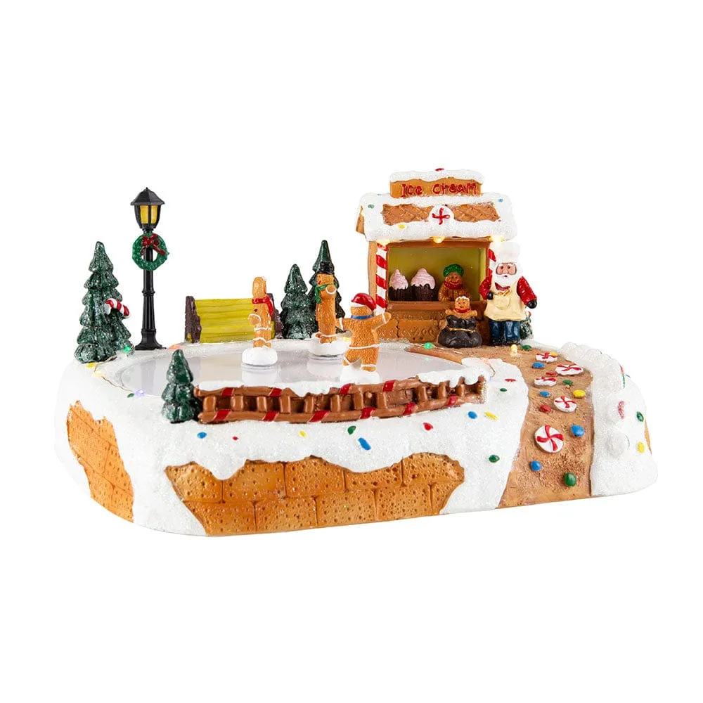 LED Musical Gingerbread Skate Scene