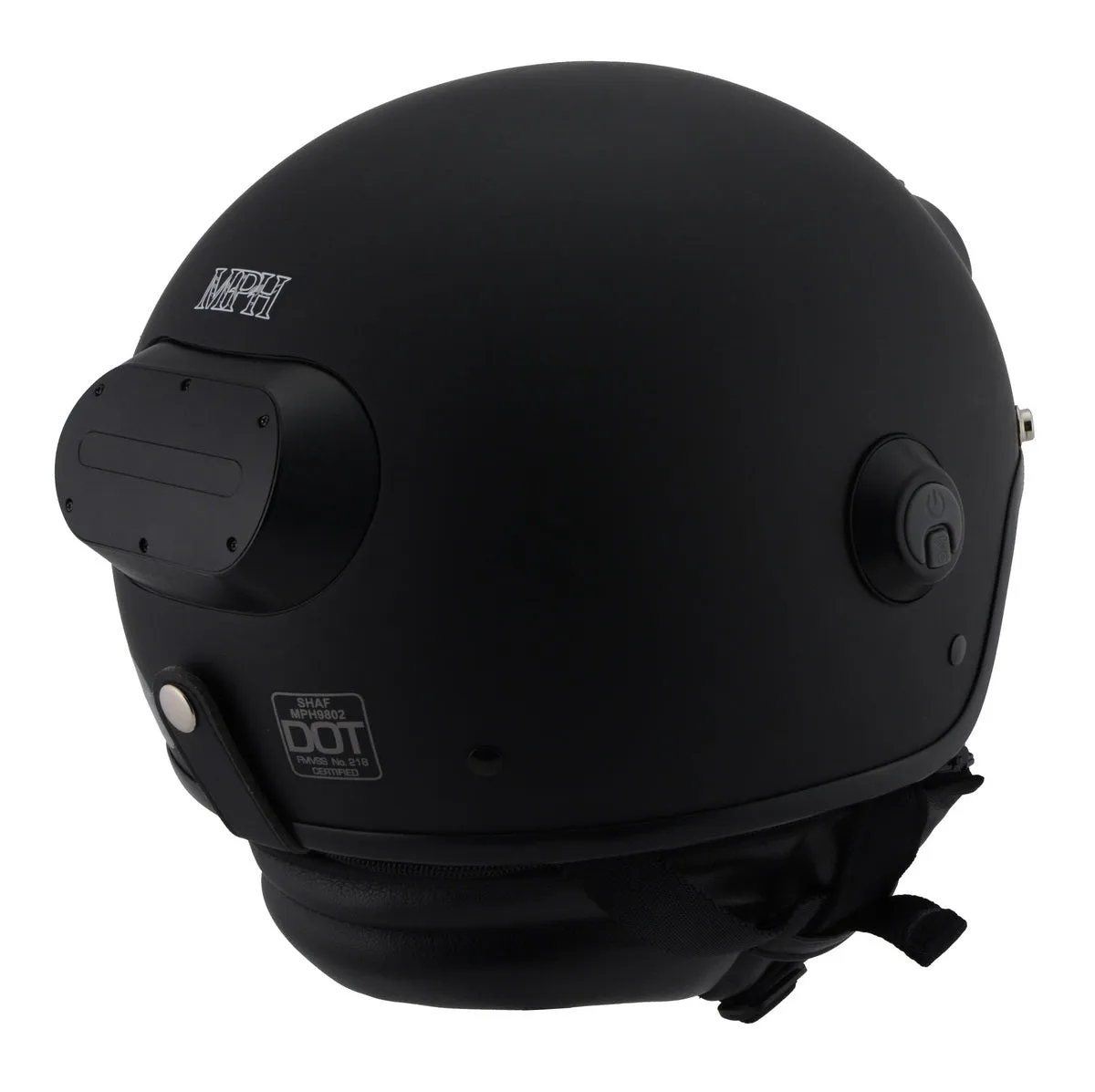 Milwaukee Performance Helmets  MPH9802DOT 'Vision' Matte Black 3/4 Open Face Helmet with HD Camera and Bluetooth System