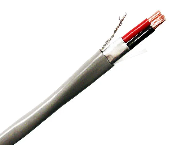 Security Alarm Cable - Riser (CMR) - 16/2 AWG, CL3R, Stranded (19 Strand), Shielded, 1000ft, Gray