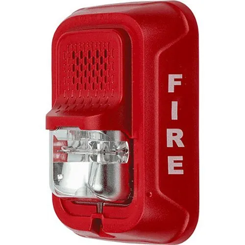 System Sensor P2RL L-Series Indoor Selectable Output Horn Strobe, 2-Wire, Wall Mount, "FIRE" Marking, Red