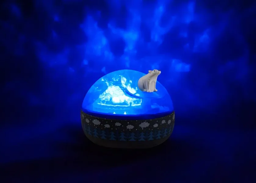 Trousselier Night Light Northern Lights Projector with Music- Bear on Ice